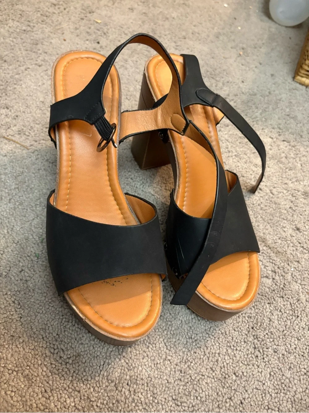 Women’s Black Slingback Block Heel Sandals